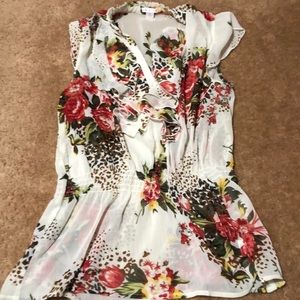 Floral cheetah print top